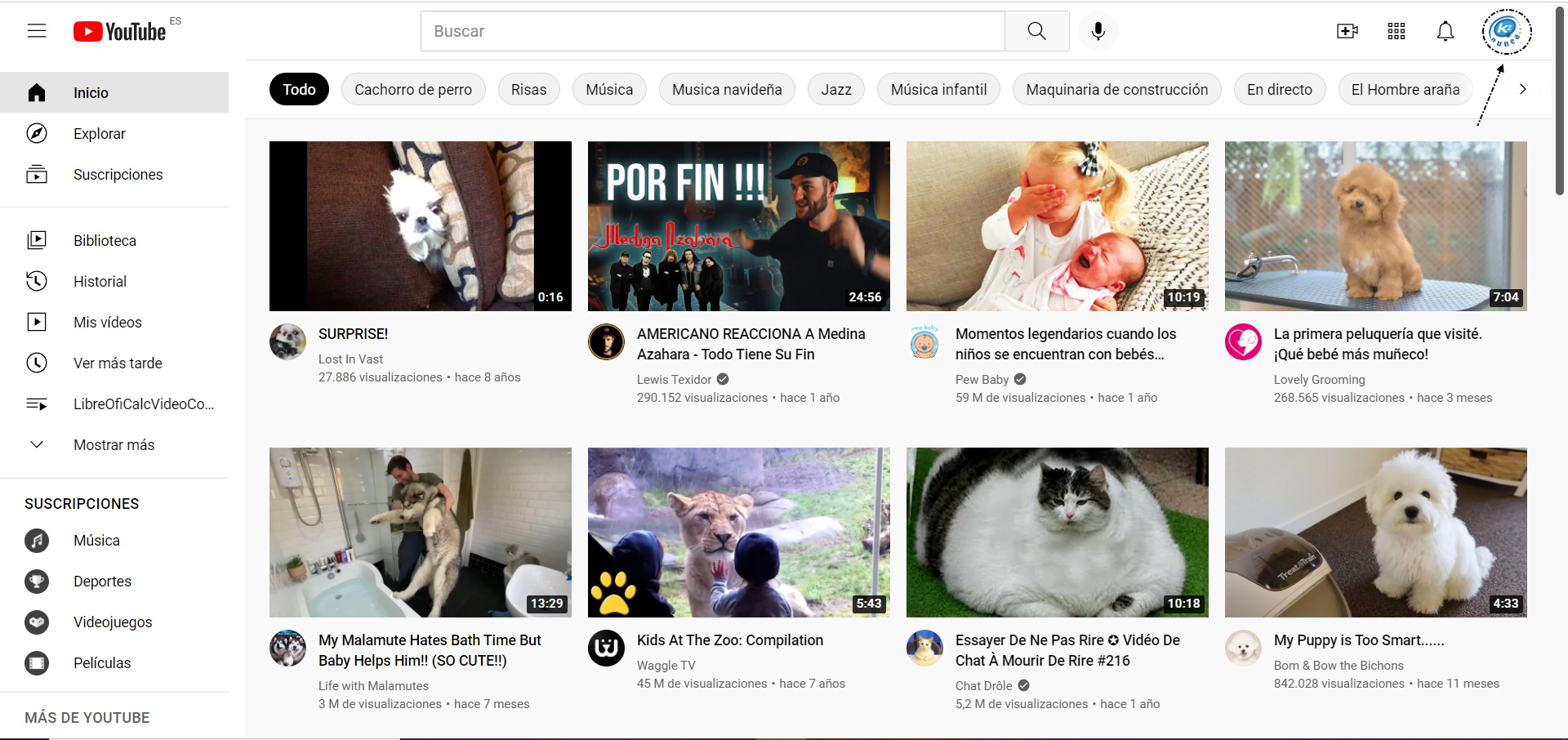 pantalla youtube