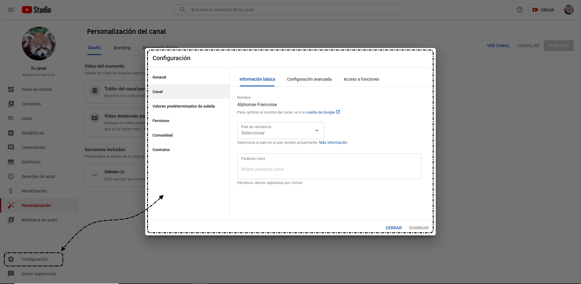 configuracion del canal