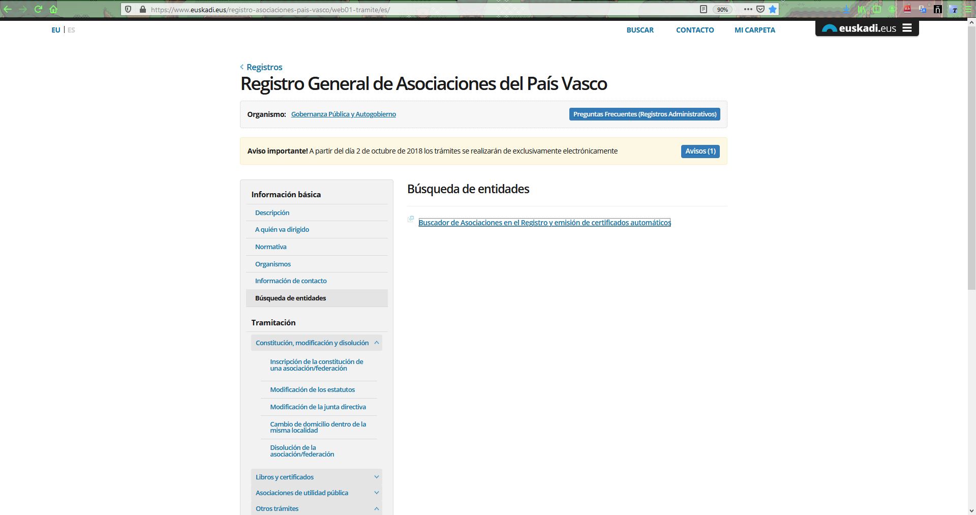 Registro de asociaciones