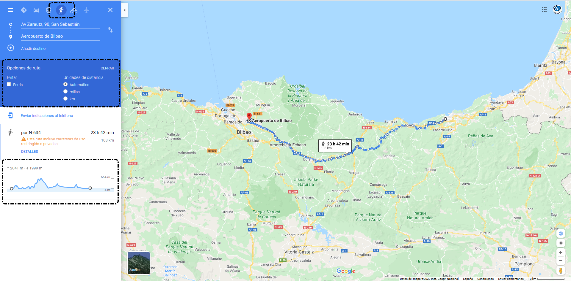 Noveno Giro de vuelta clase Utilizar Google Maps: Calcular ruta a pie