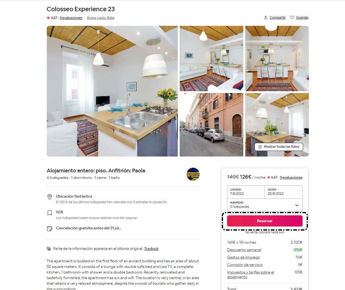 Airbnb Reservar apartamento elegido