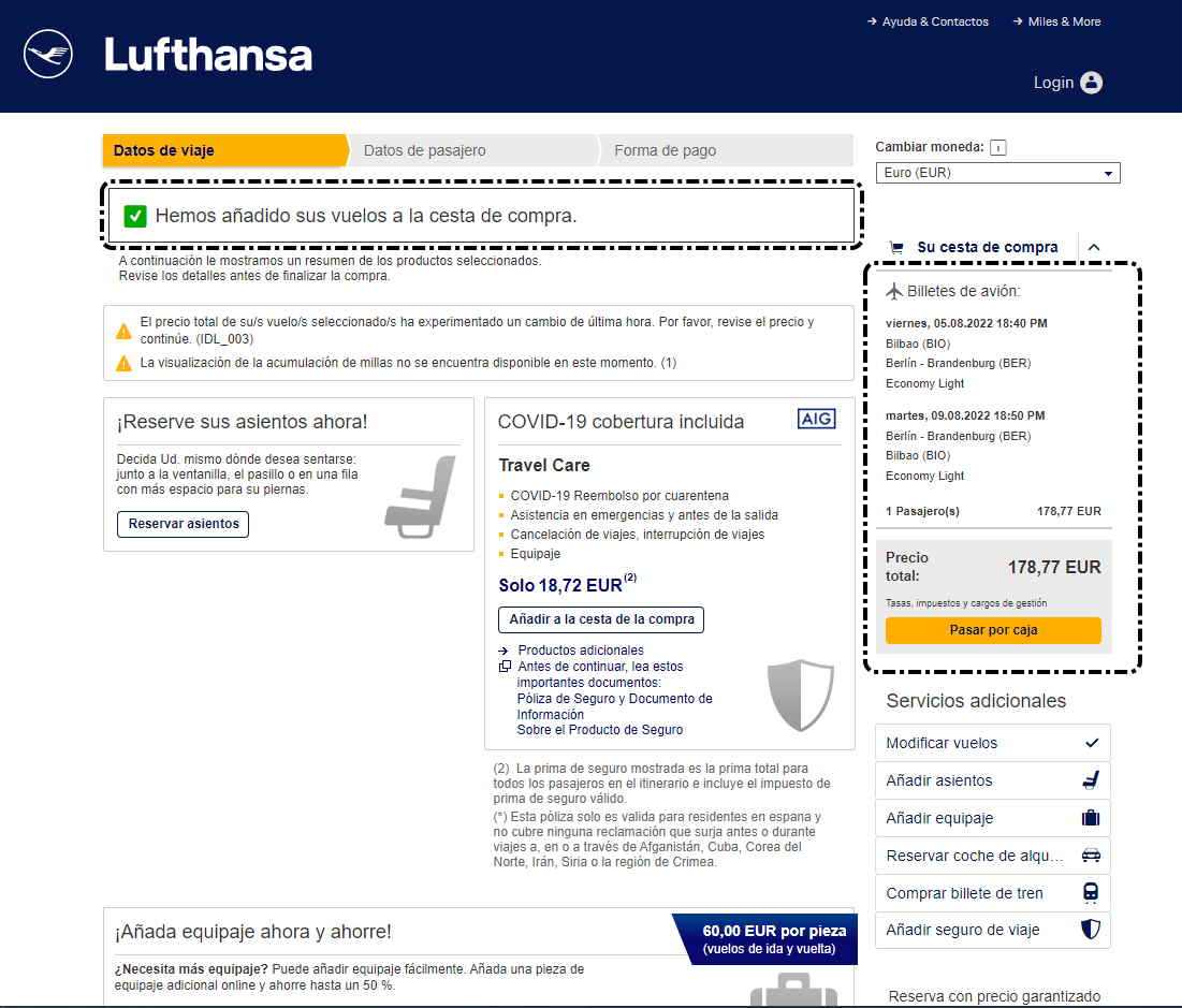 Skyscanner Lufthansa vuelo