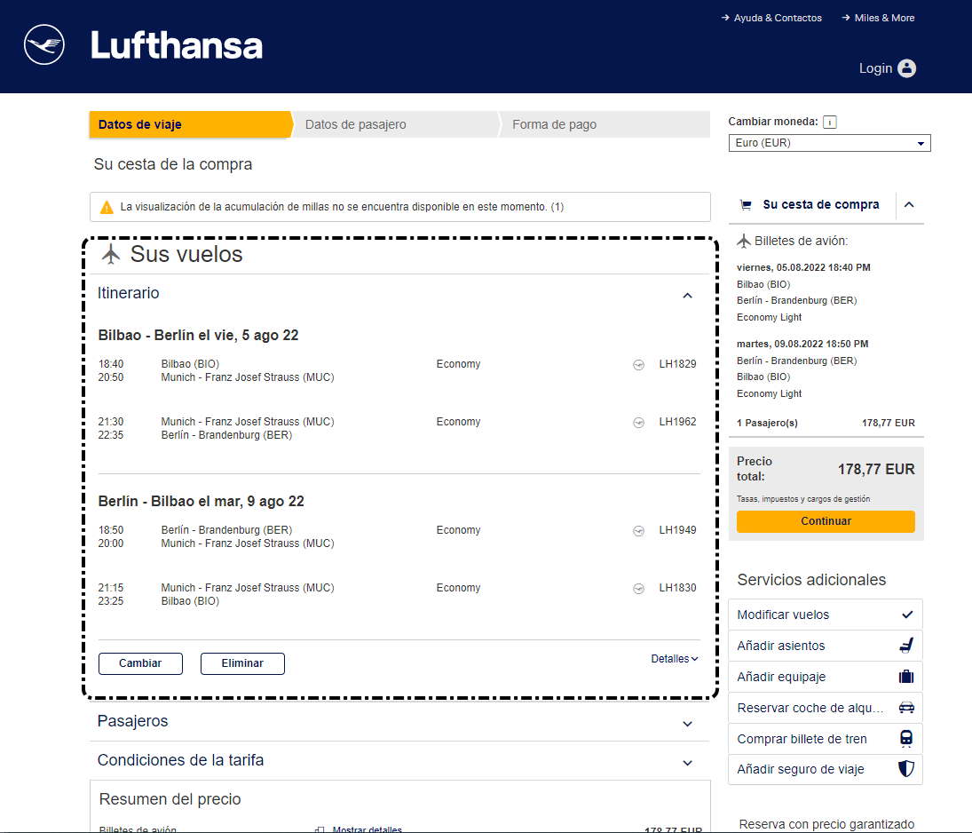 Skyscanner Lufthansa Datos del viaje