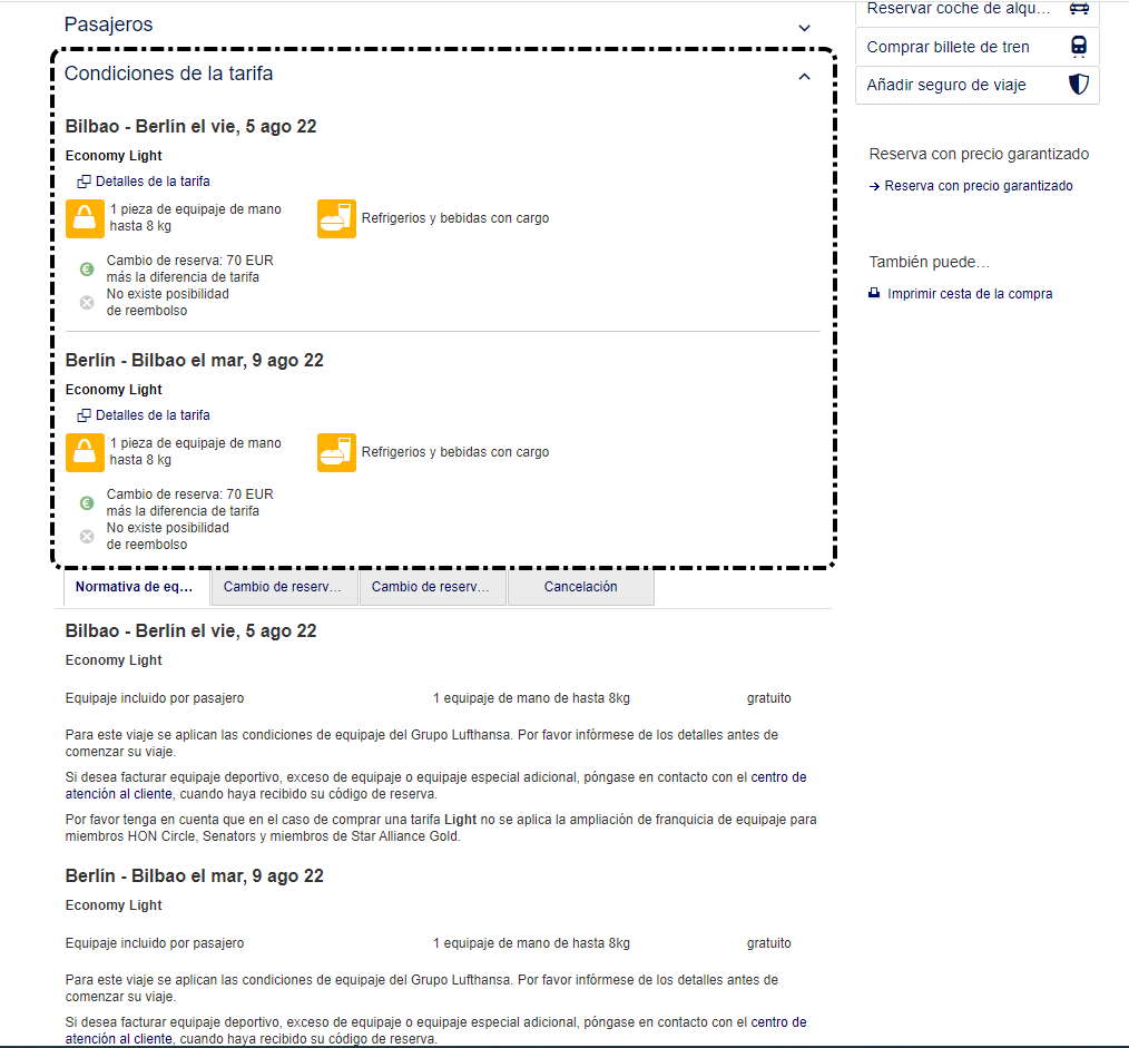 Skyscanner Lufthansa Datos del viaje