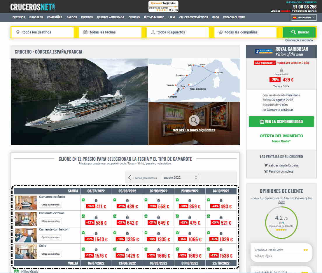 Crucerosnet Mediterráneo viendo las ofertas