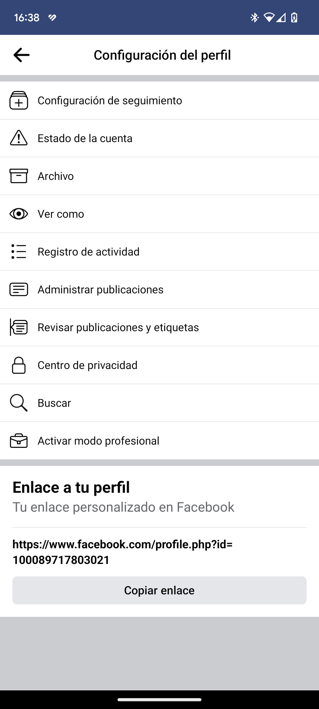 Configuración perfil