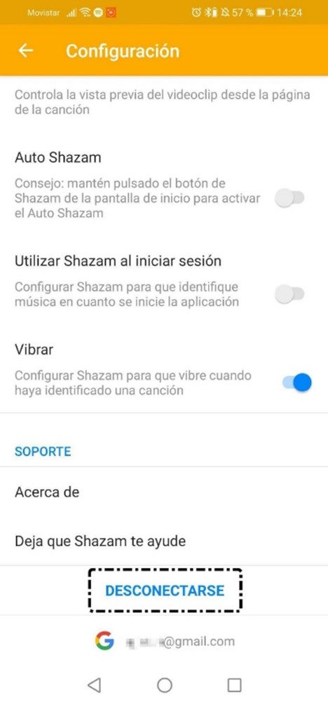 Desconectarse de Shazam