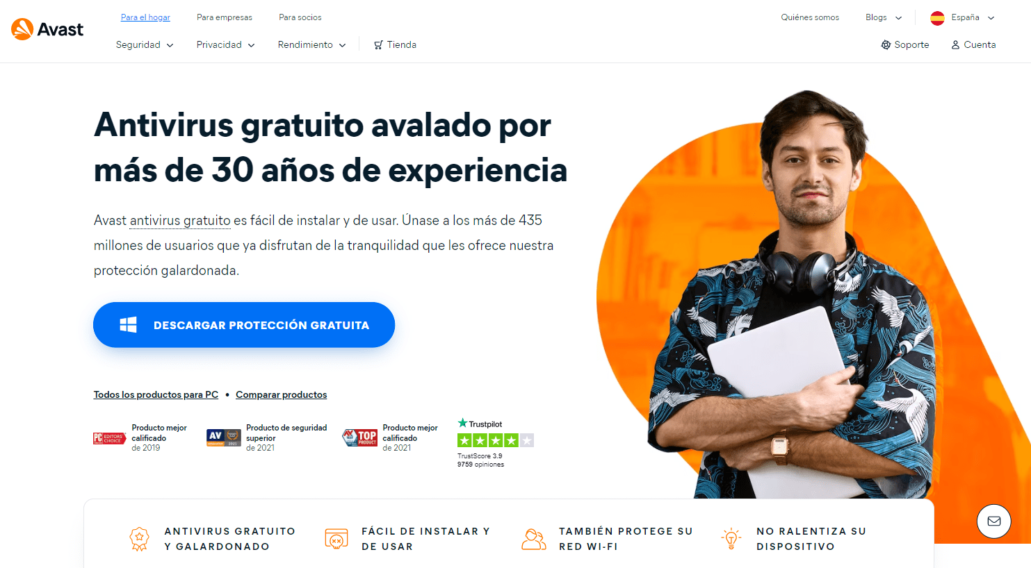 Página de descarga de Avast