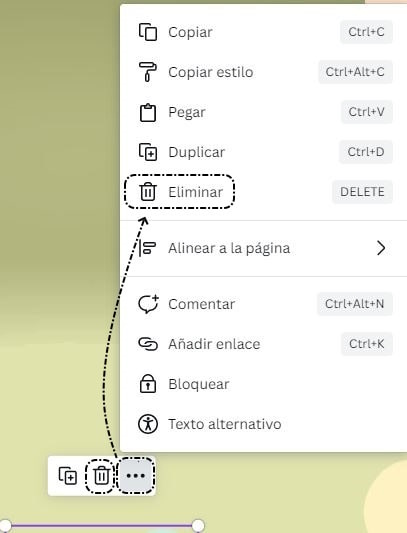 Opción Eliminar en Canva