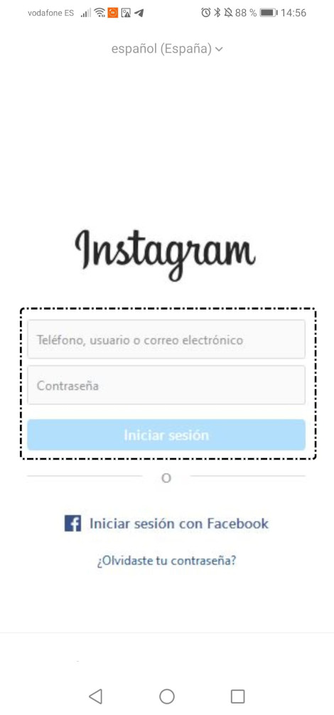 Iniciar sesión instagram