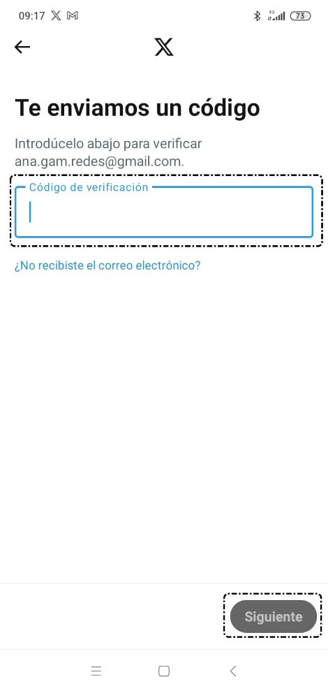 Código de registro en X