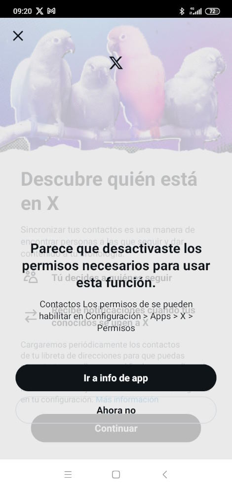 Permisos necesarios en X