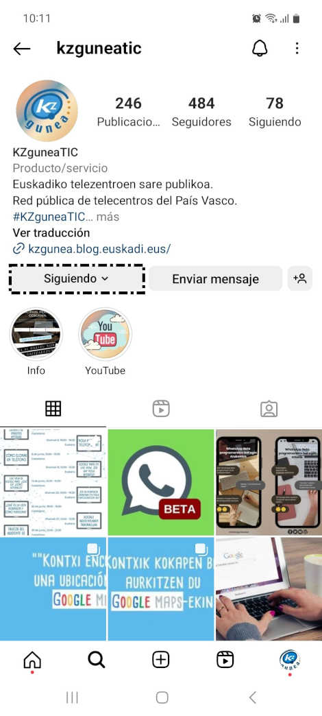 Siguiendo Instagram