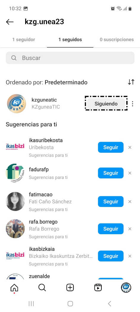 Siguiendo Instagram