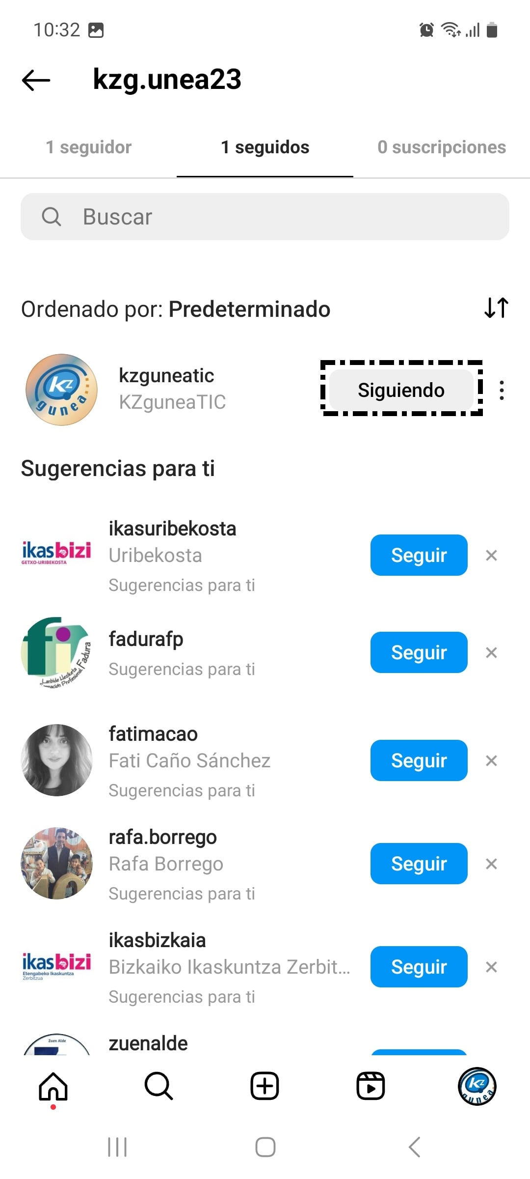 Siguiendo Instagram