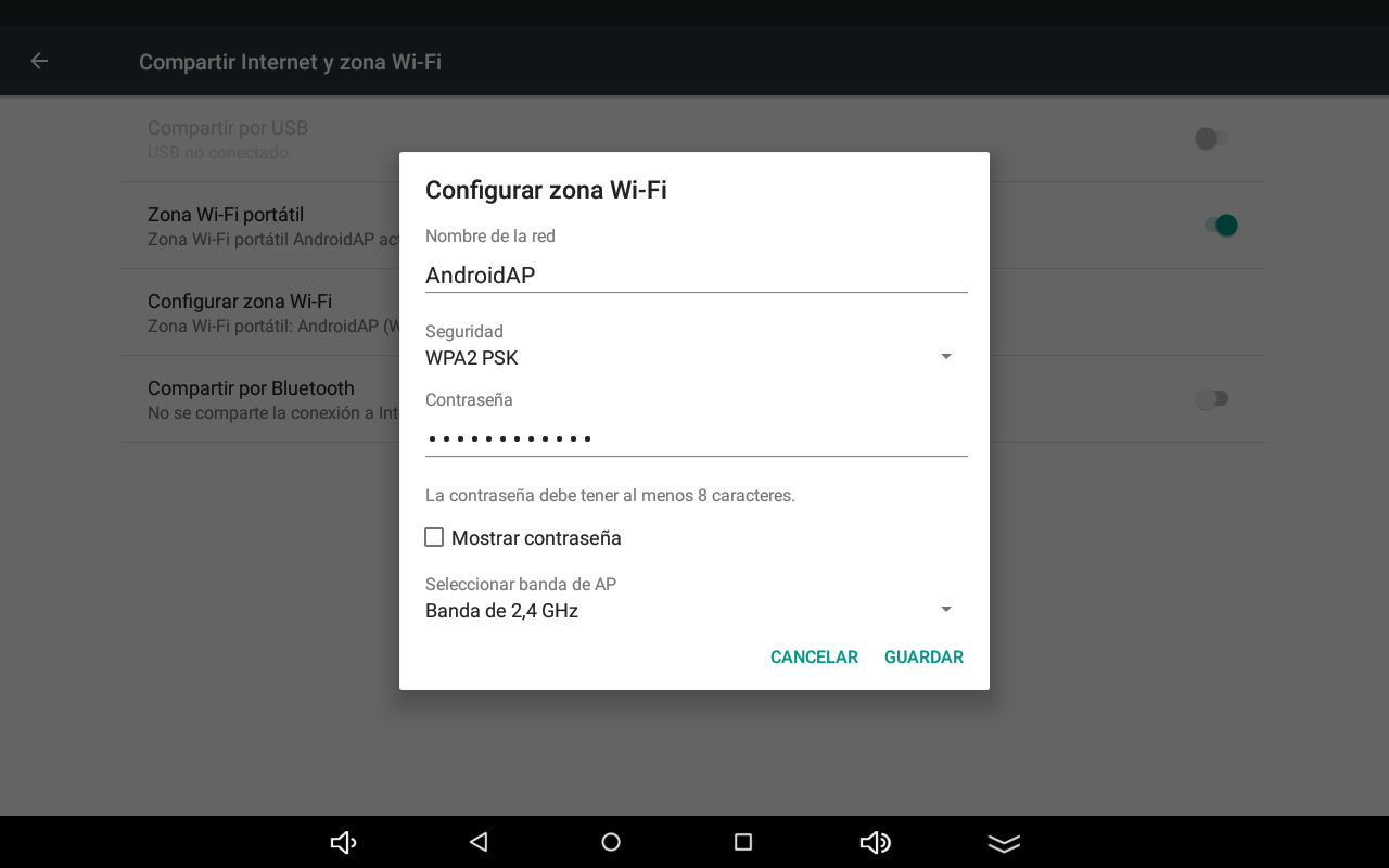 configuración zona wifi