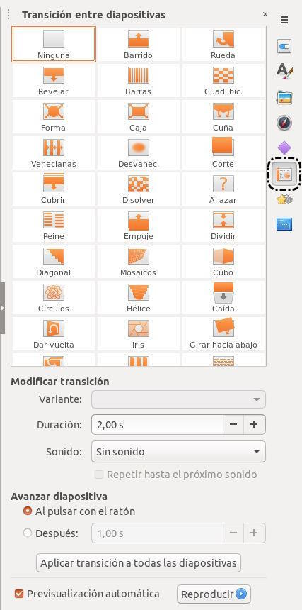 Transición entre diapositivas
