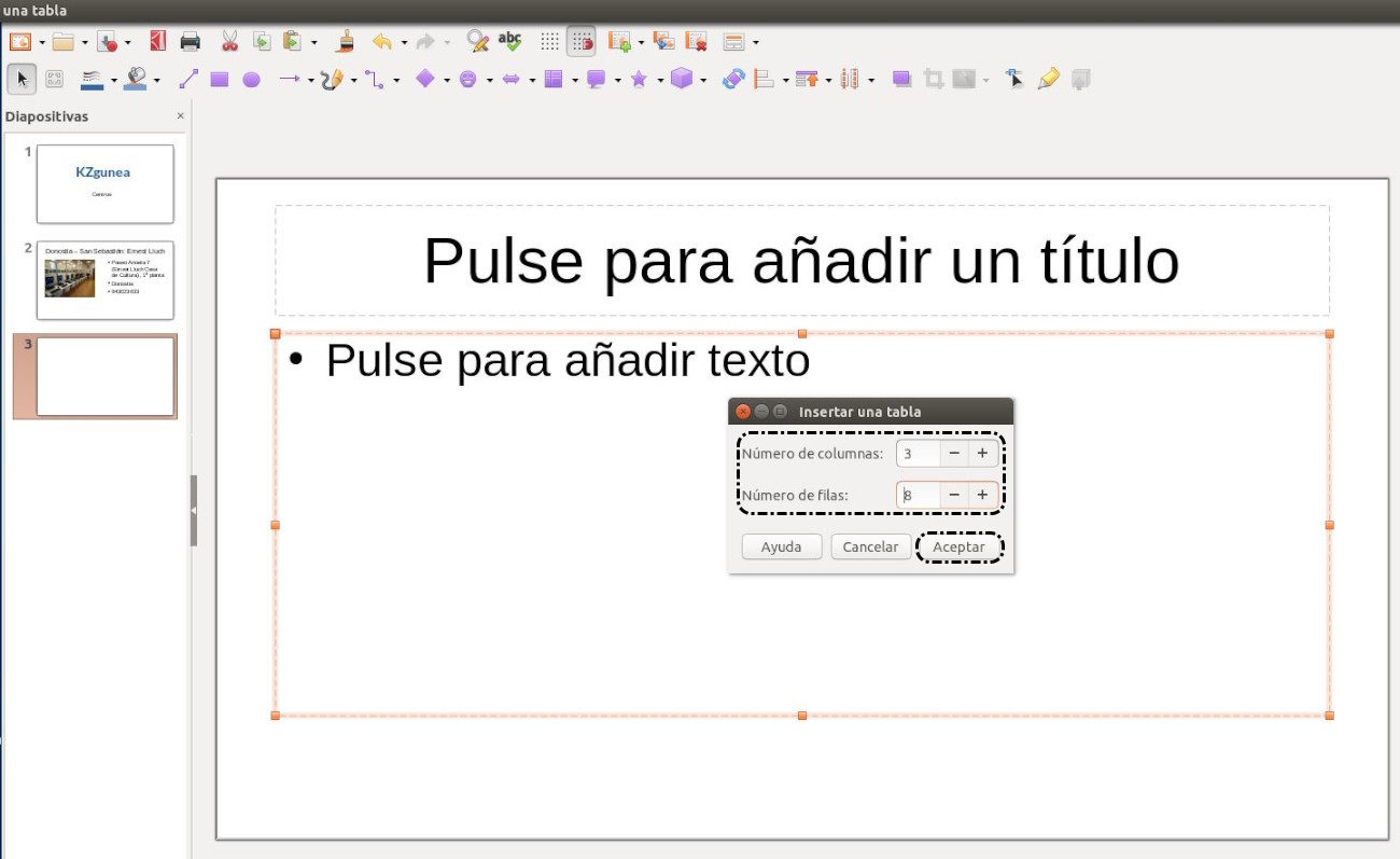 Insertar tabla