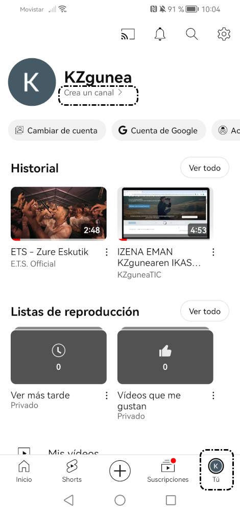 Crea un canal