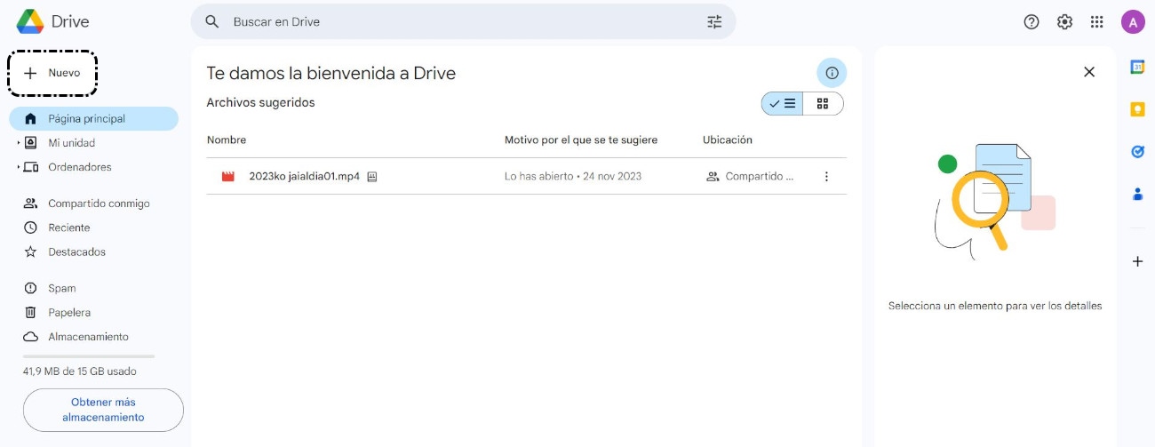 Google Drive > Nuevo