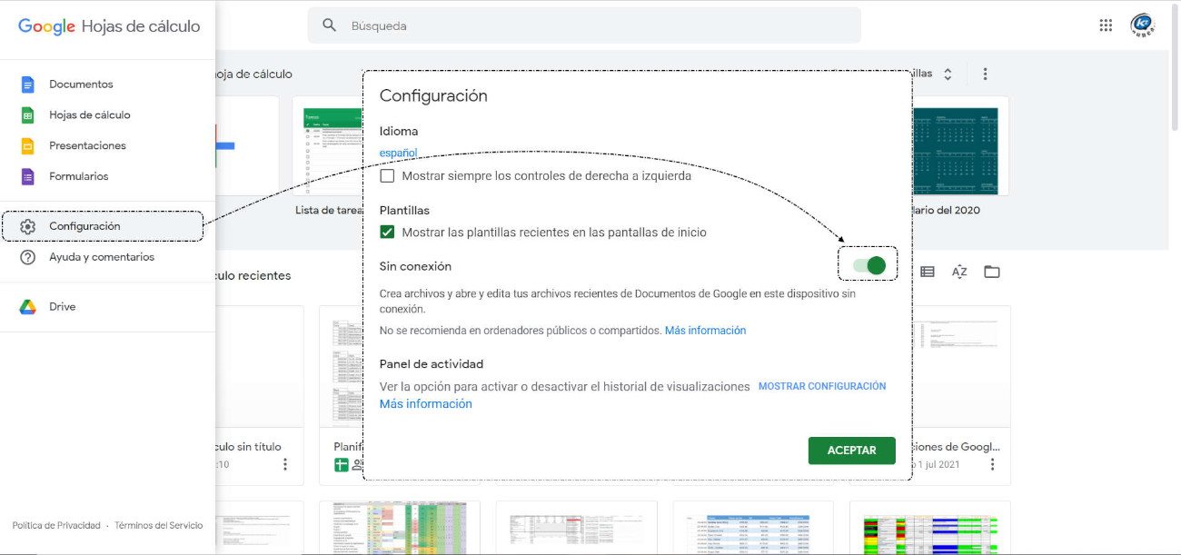 Trabajar sin conexión