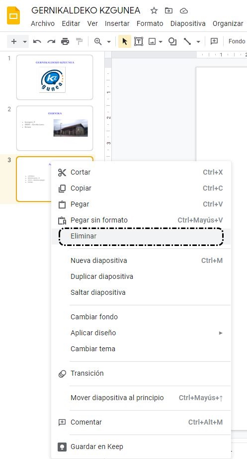 Eliminar diapositiva