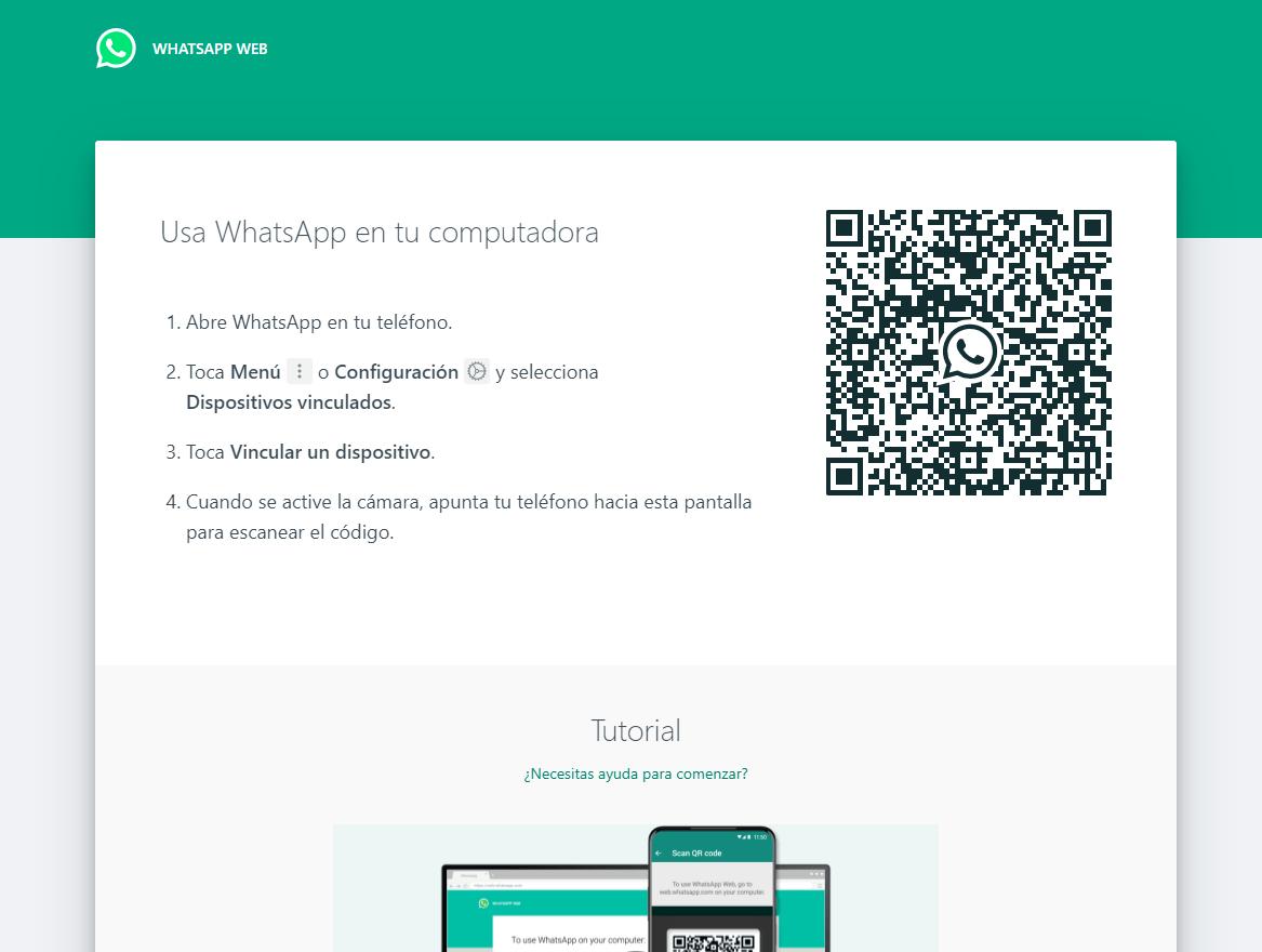 Inicio sesión WhatsApp Web