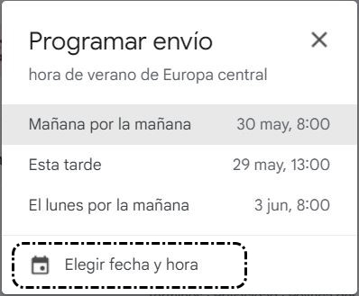 Programar envío > elegir fecha y hora