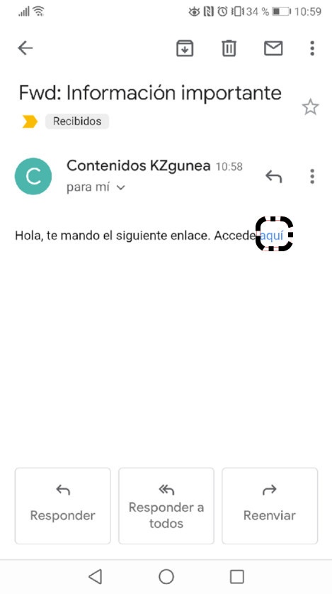 Enlace en el email