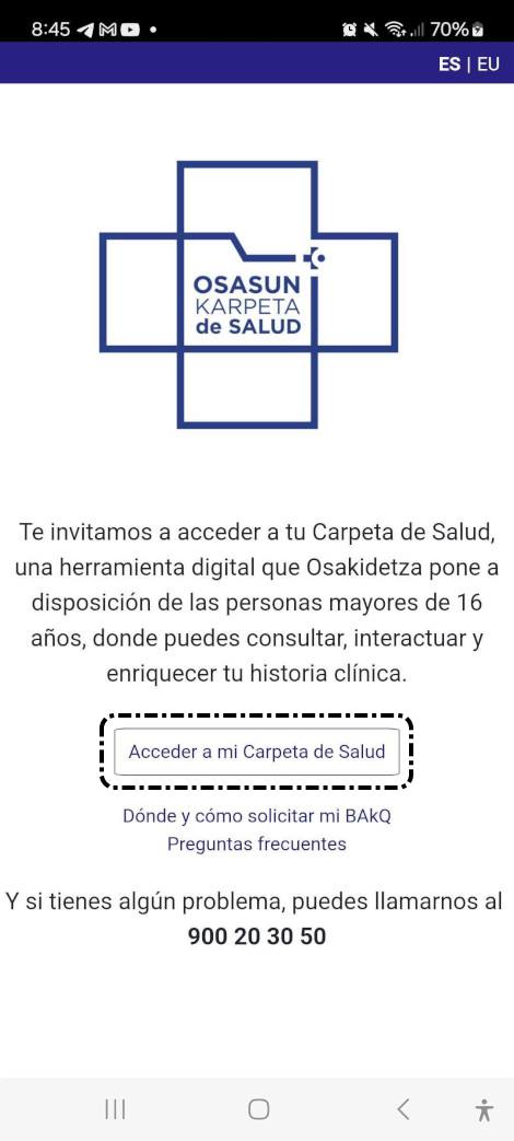 Acceso a la carpeta de salud