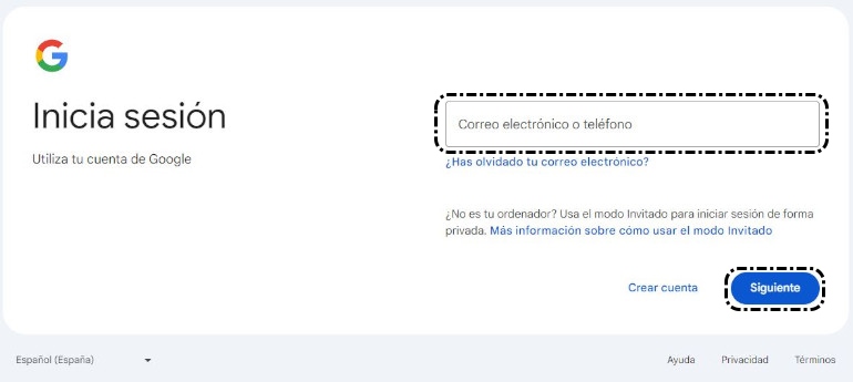 Iniciar sesión > Correo electrónico