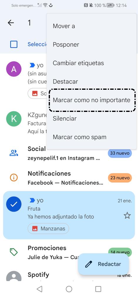 Marcar como no importante
