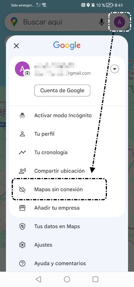 Perfil > Mapas sin conexión