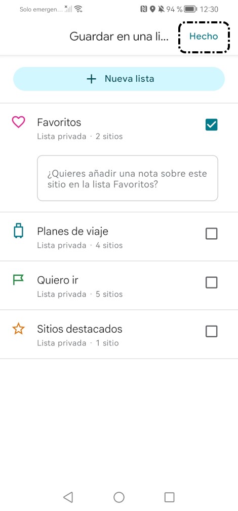 Elegir lista